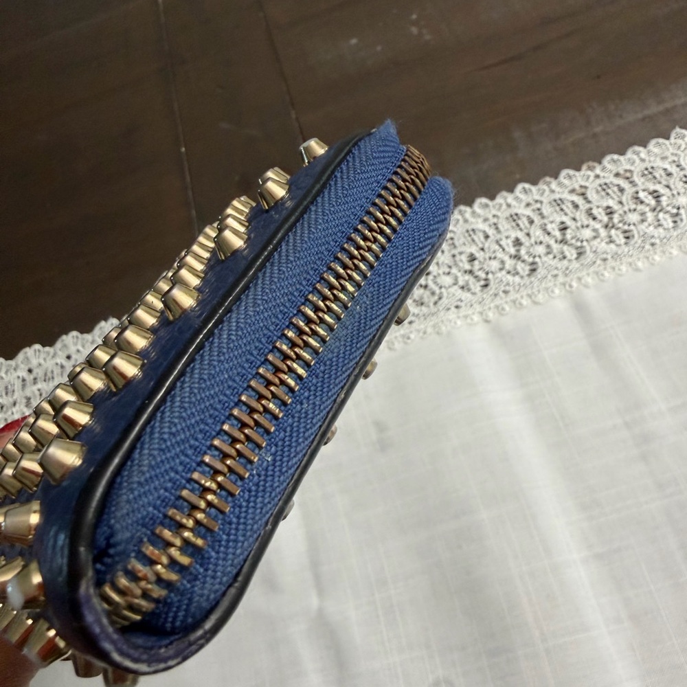 Authentic Christian Louboutin Navy Wallet with Silver Studs - Picture 11 of 16